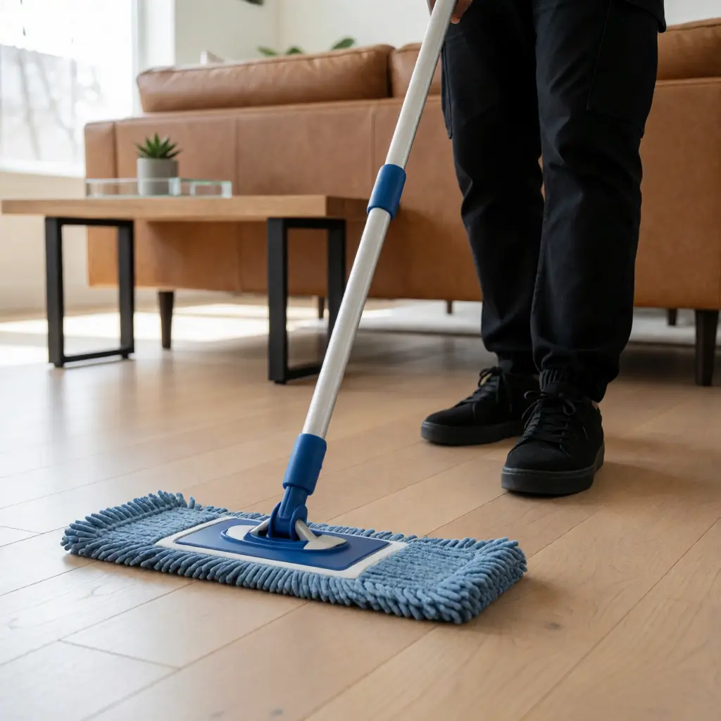Mopping floor with a flat-mop